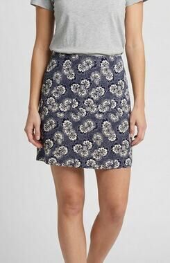 Falls Creek Size 12 100% Cotton Side Zip A Line Short Skirt Blue Floral
